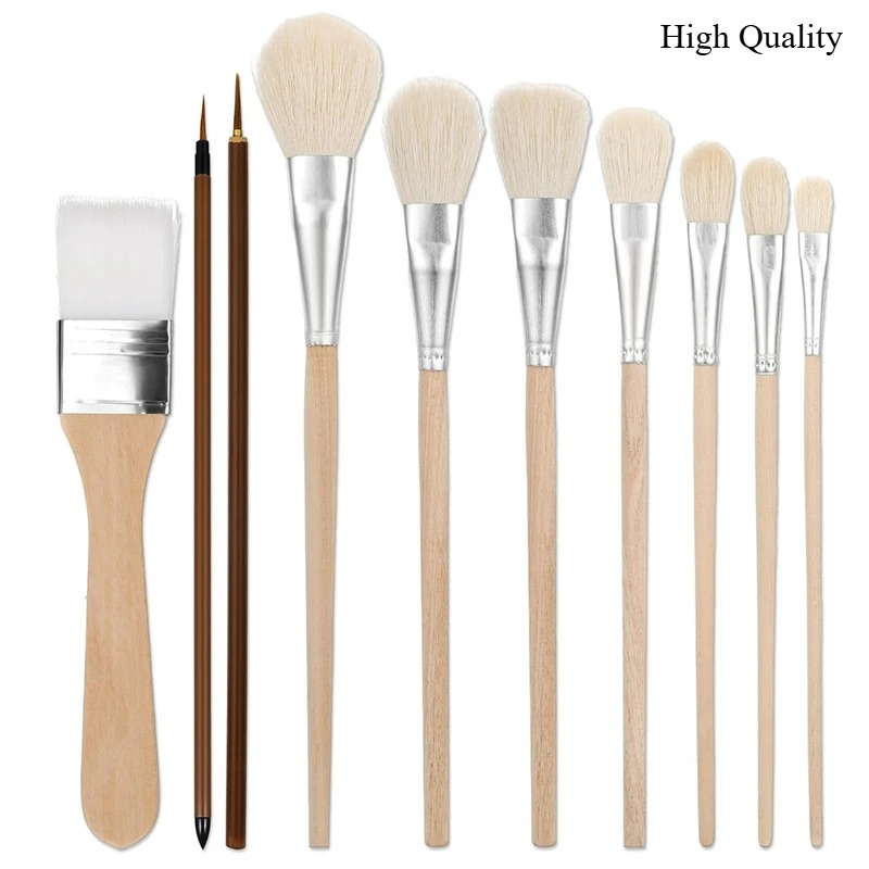 Gouache Paint Set - 7/10/11本入りプロ仕様山羊毛ブレンドモップペイントブラシセット、細かいディテールブラシ付き、アクリル、グワッシュ、水彩、油絵用