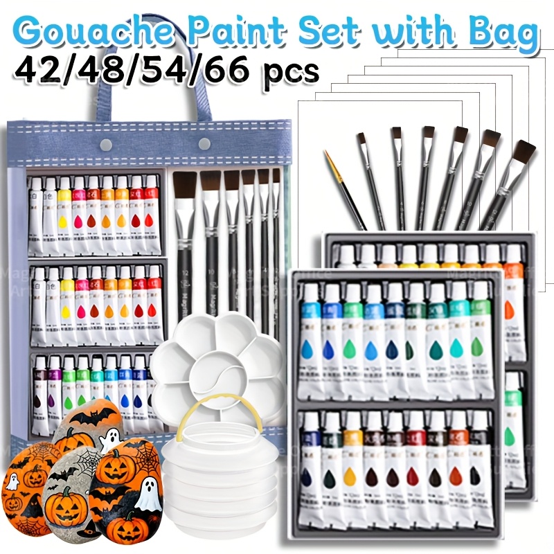Gouache Paint Set - 新学期42/48/54/66本入りガッシュ絵具チューブセット、12ml/0.4oz、キャンバス、大人、ハロウィンのアーティストに最適