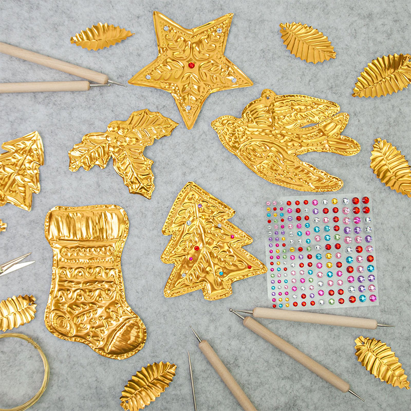 Art Craft With Paper - DIY金箔アートレリーフクリスマスデコレーション金銀装飾ペンダント組み合わせ錫箔紙工芸縫製ツールセット