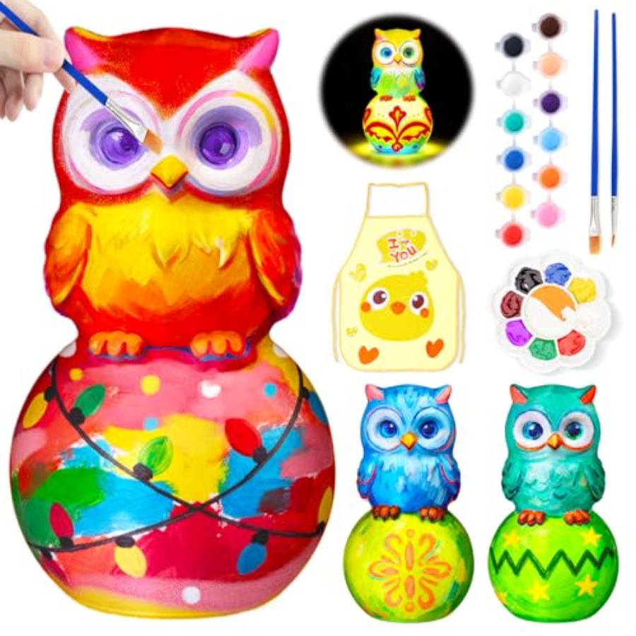 Art Craft Kit - ペイントユアヨウンランプキット、8～12歳向けアート＆クラフト、DIYおもちゃタップナイトライト、4～6歳向けアート＆クラフト、ペイントキット誕生日プレゼント