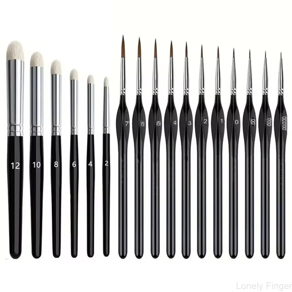 Gouache Paint Set - ミニチュアドライペイントブラシセット、1/3/6/11/17本の木製ハンドル付きドライブラシ、アクリル、油絵、ガッシュ、水彩用の細かいディテール用