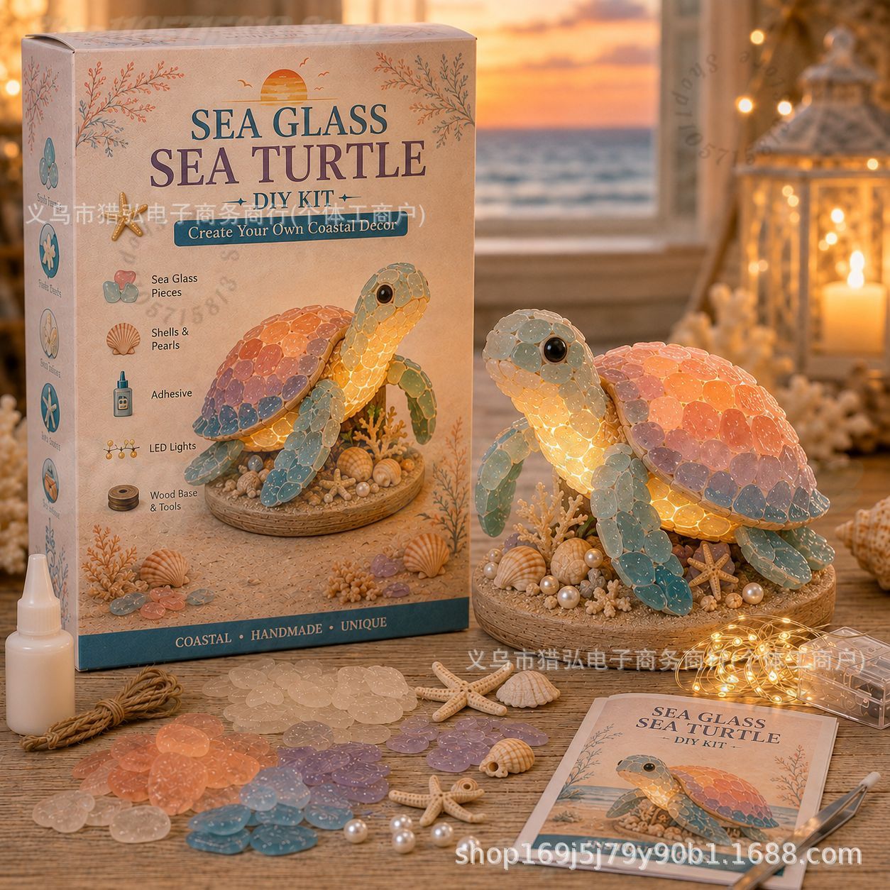 DIY 海のガラスを使った人魚の尾の形をしたライトクラフトキ - Art Craft Kit のレビューと価格