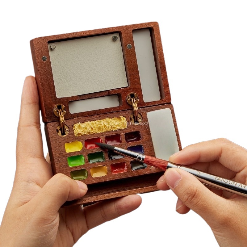 旅行用絵画ボックス木製ペイントボックスポータブルアートパレッ - Gouache Paint Set のレビューと価格