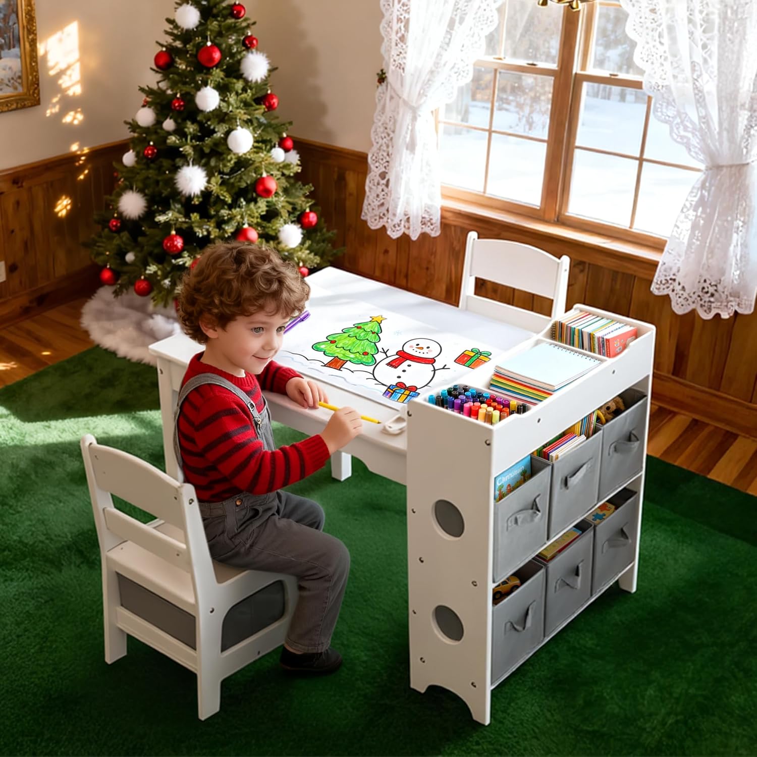 キッズアートテーブル＆チェアセット、木製幼児用アクティビティ - Art And Craft For Nursery のレビューと価格