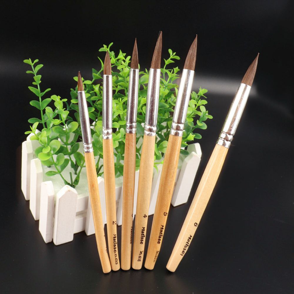 細い毛先を持つ、オオカミの毛を使用した水彩・グワッシュ用筆セ - Gouache Paint Set のレビューと価格