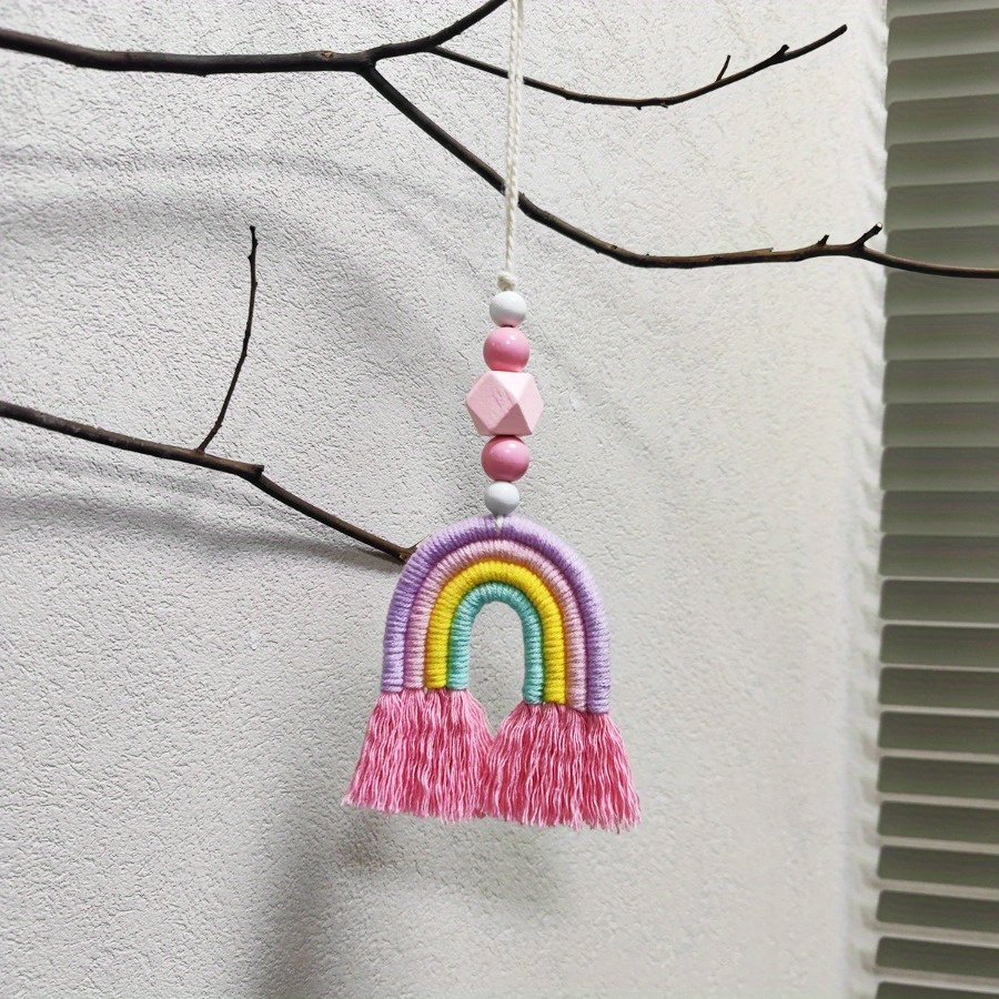 虹色の風鈴 ミニチュア織り飾り ホームウォールアート装飾 吊 - Art And Craft For Nursery のレビューと価格