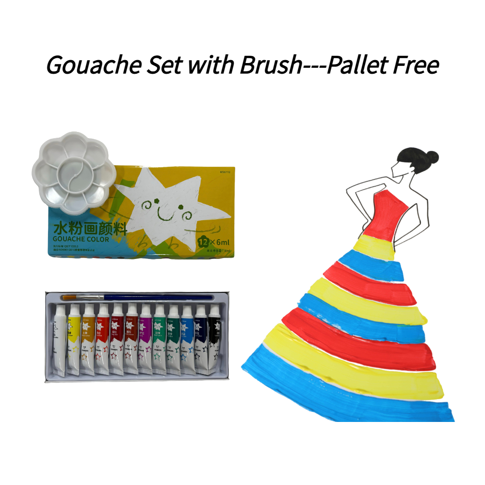 グワッシュ絵の具セット 6ml 12色 チューブ入り 1本の - Gouache Paint Set のレビューと価格
