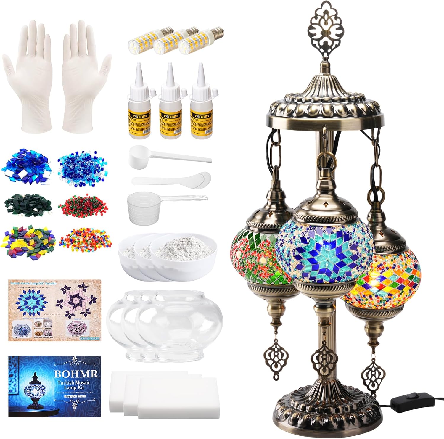 DIY 3グローブトルコモザイクランプキット、高さ23インチ - Art Craft Kit のレビューと価格