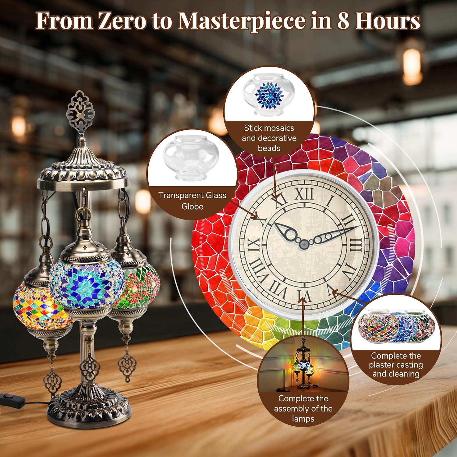 DIY 3グローブトルコモザイクランプキット、高さ23インチ - Art Craft Kit のレビューと価格