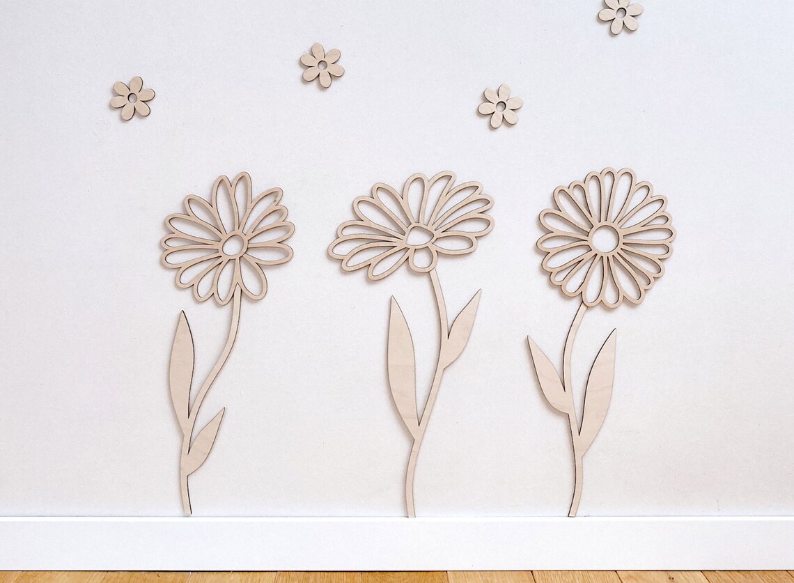 木製の花の壁飾り、野花、子供部屋の壁飾り、花の装飾、立体的な - Art And Craft For Nursery のレビューと価格