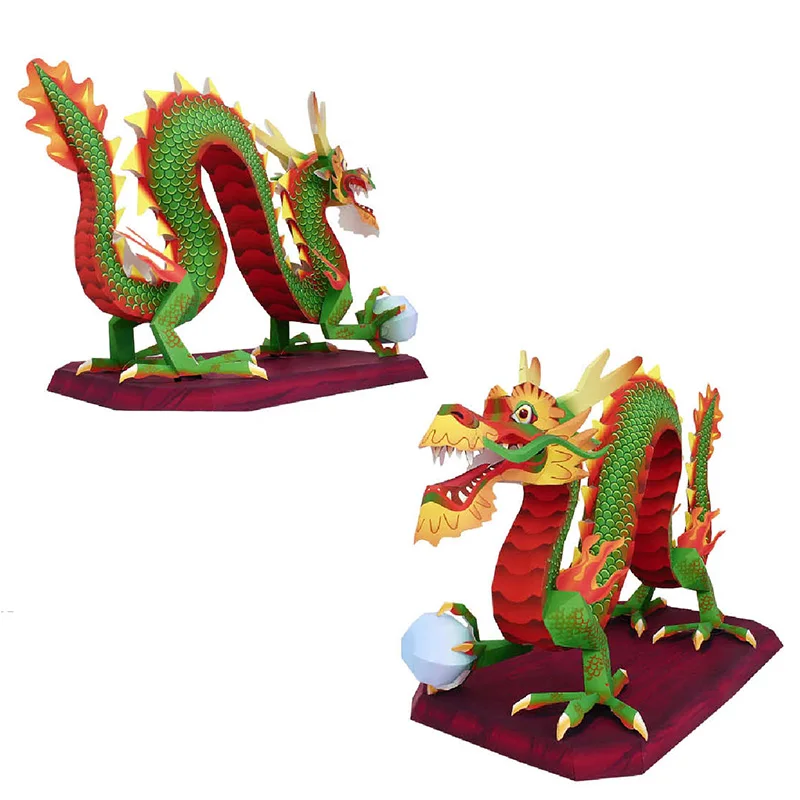 中国のドラゴンの形をした手作りの折り紙,ミニ3Dペーパーモデ - Art Craft Cardboard のレビューと価格