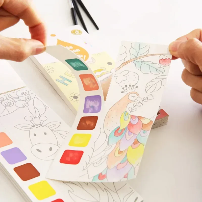 子供用ポータブル水彩画帳、水筆で描く、ガッシュ、落書き、絵を - Gouache Paint Set のレビューと価格